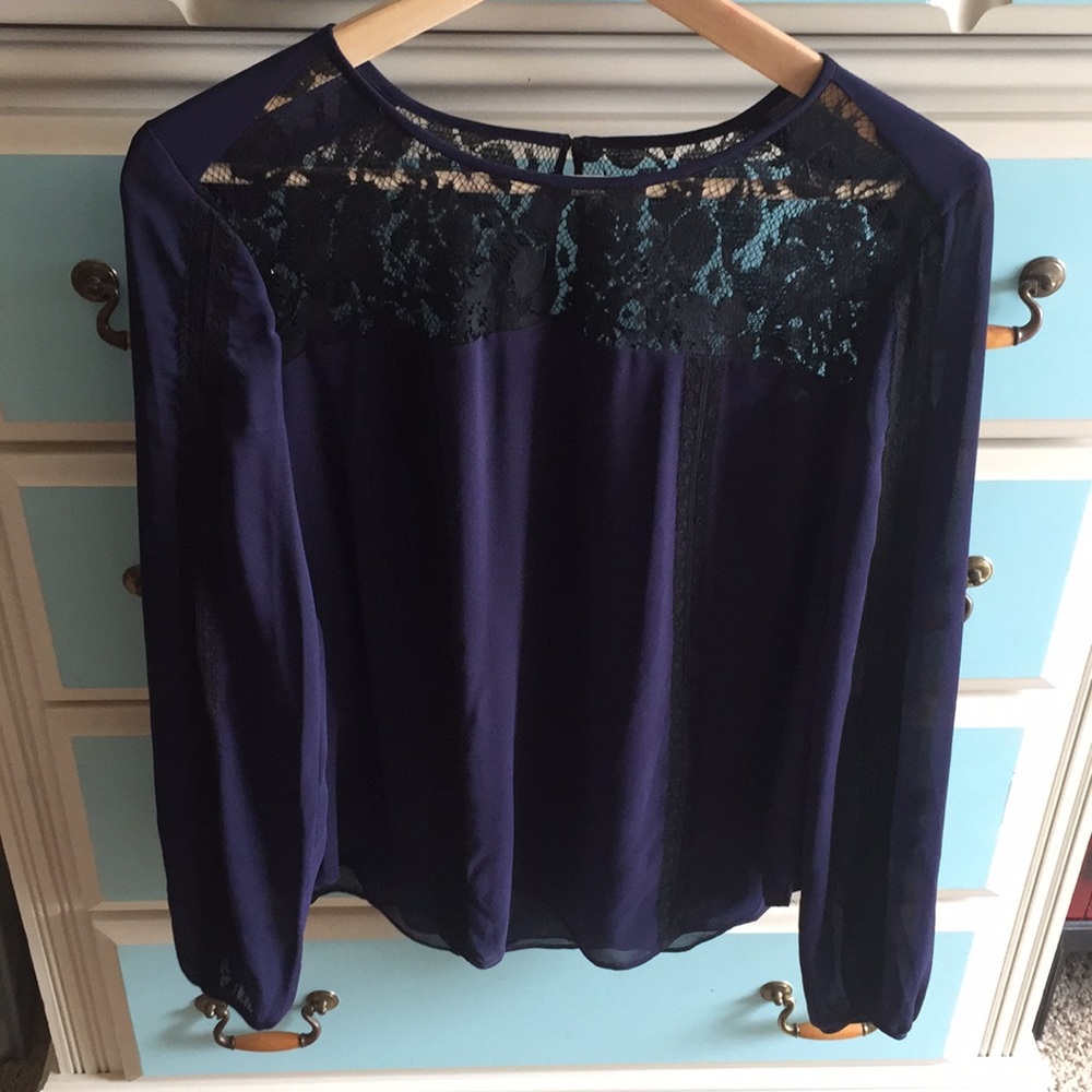 SOLD! Purple blouse with black lace detail